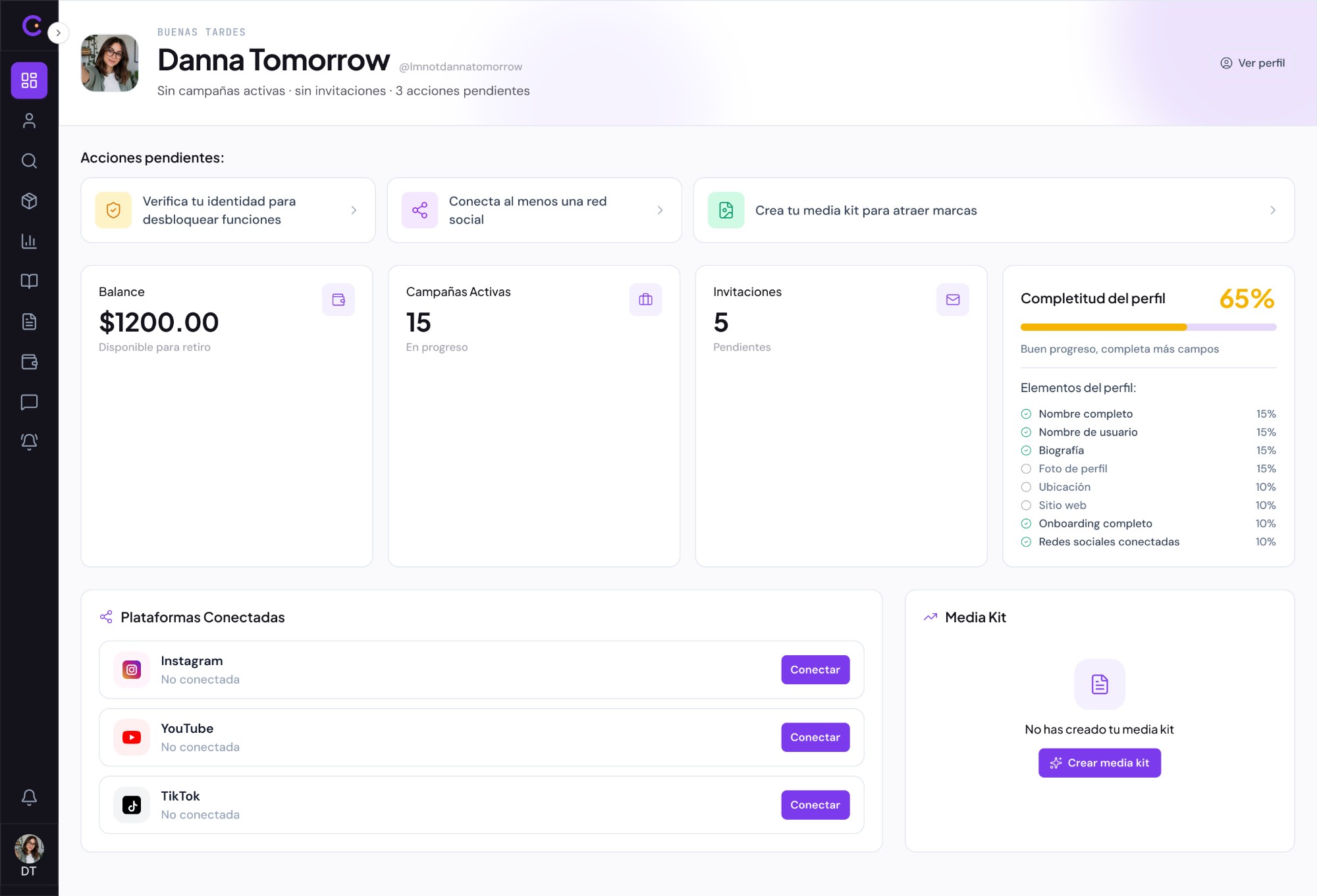 Creator Center — Dashboard