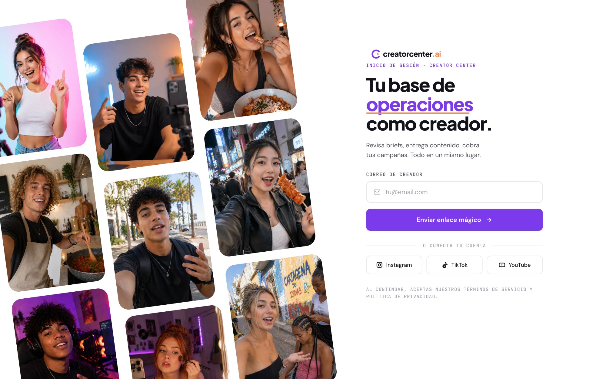 Creator Center — Login