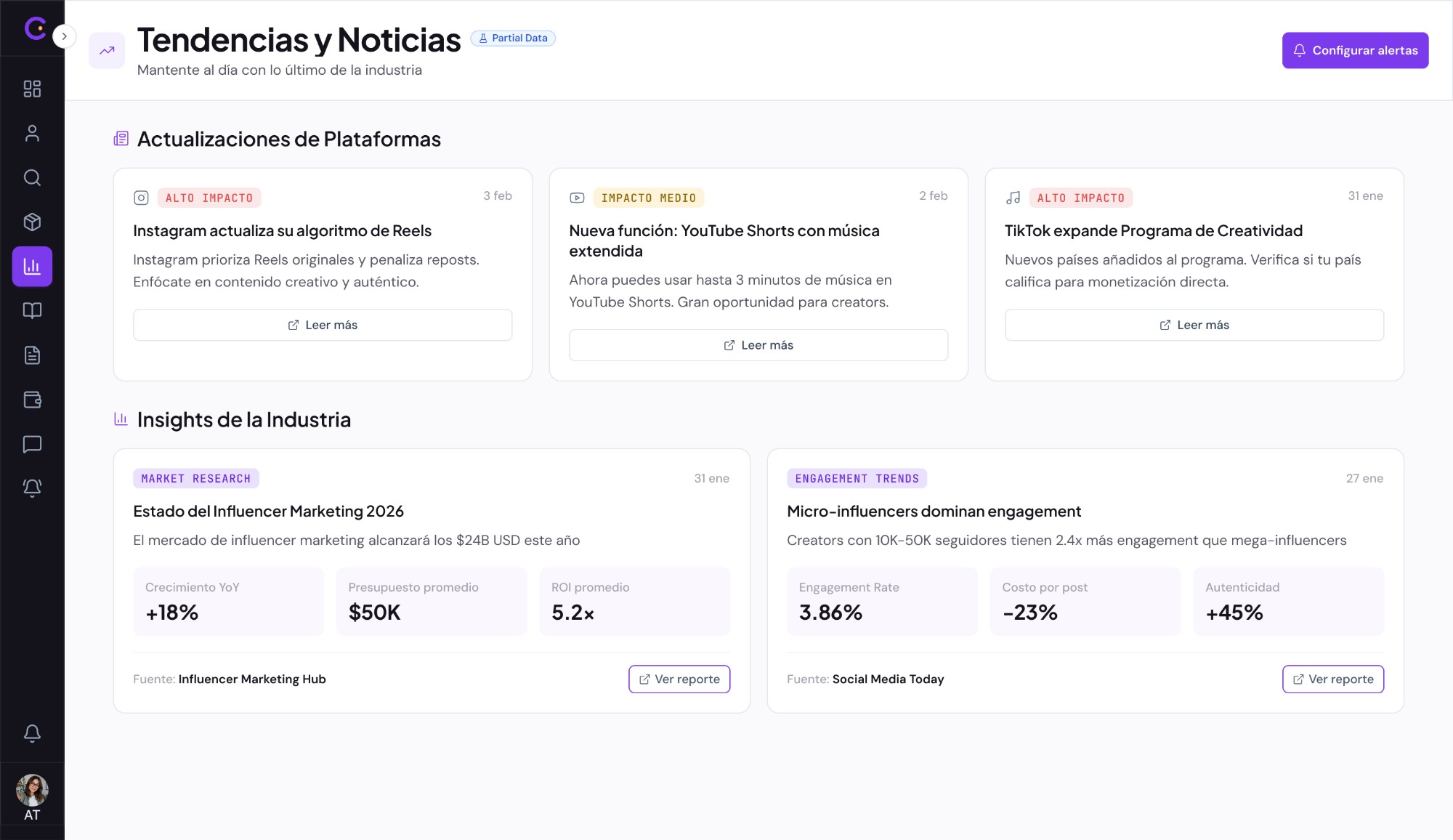 Creator Center — Tendencias